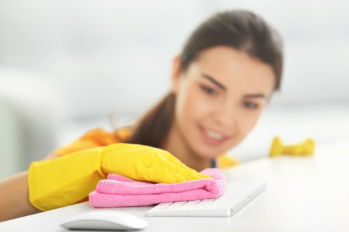 Carpet cleaning equipment prepared safely inside a home