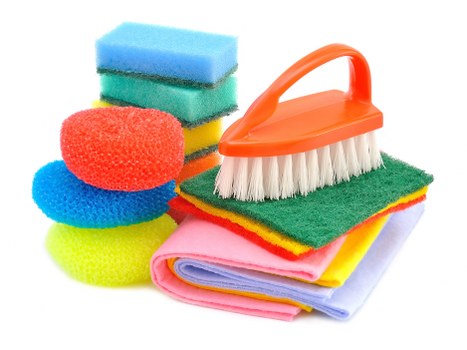 Commercial carpet cleaning team working with safety measures